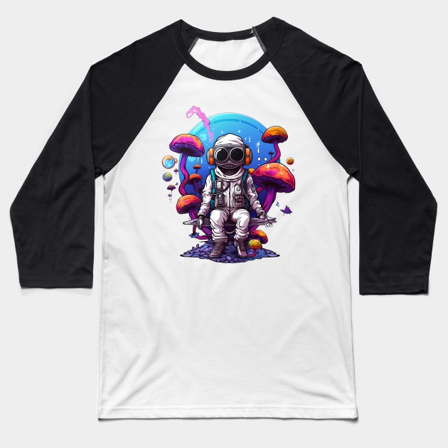 Psychonaut with Mushrooms Baseball T-Shirt by Acid_rain